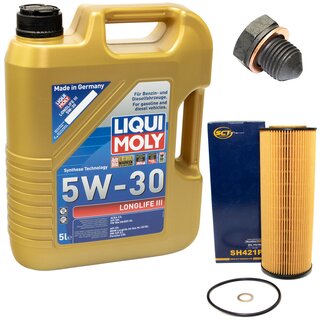 Motorl Set 5W-30 5 Liter + lfilter SH 421 P + lablassschraube 12281