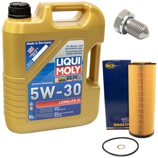 Motorl Set 5W-30 5 Liter + lfilter SH 421 P + lablassschraube 15374