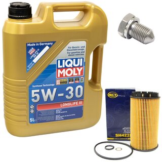 Motorl Set 5W-30 5 Liter + lfilter SH 422 P + lablassschraube 15374