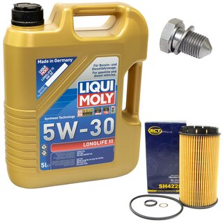 Motorl Set 5W-30 5 Liter + lfilter SH 422 P + lablassschraube 48871