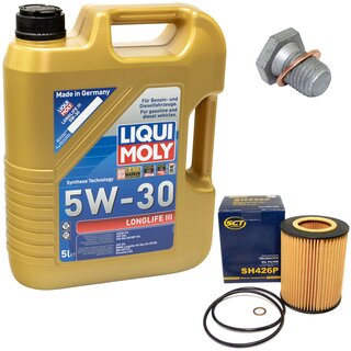 Engine Oil Set 5W-30 5 liters + Oilfilter SCT SH 426 P + Oildrainplug 100551