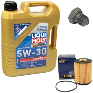 Engine Oil Set 5W-30 5 liters + Oilfilter SCT SH 427 P + Oildrainplug 03272