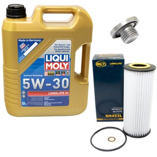 Engine Oil Set 5W-30 5 liters + Oilfilter SCT SH 453 L + Oildrainplug 04572