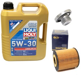 Engine Oil Set 5W-30 5 liters + Oilfilter SCT SH 4789 P + Oildrainplug 04572