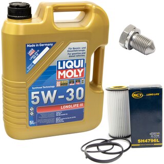 Engine Oil Set 5W-30 5 liters + Oilfilter SCT SH 4796 L + Oildrainplug 15374