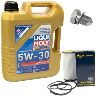 Engine Oil Set 5W-30 5 liters + Oilfilter SCT SH 4796 L + Oildrainplug 48871