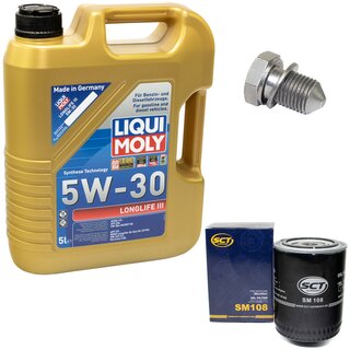 Engine Oil Set 5W-30 5 liters + Oilfilter SCT SM 108 + Oildrainplug 48871