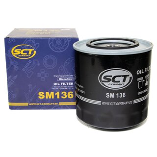 Engine Oil Set 5W-30 5 liters + Oilfilter SCT SM 136 + Oildrainplug 12281