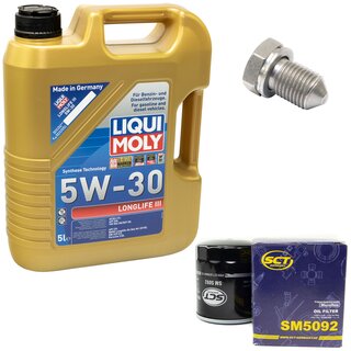 Motorl Set 5W-30 5 Liter + lfilter SM 5092 + lablassschraube 15374