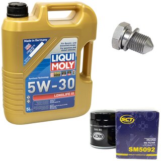 Motorl Set 5W-30 5 Liter + lfilter SM 5092 + lablassschraube 48871
