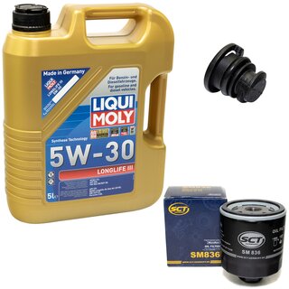 Engine Oil Set 5W-30 5 liters + Oilfilter SCT SM 836 + Oildrainplug 47197