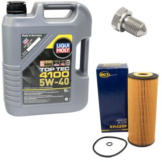 Engine Oil Set 5W-40 5 liters + Oilfilter SCT SH 420 P + Oildrainplug 15374