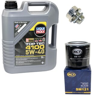 Engine Oil Set 5W-40 5 liters + Oilfilter SCT SM 121 + Oildrainplug 30269