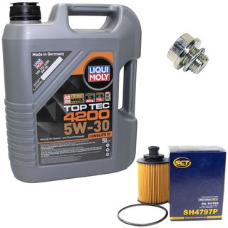 Motorl Set 5W-30 5 Liter + lfilter SH 4797 P + lablassschraube 30269