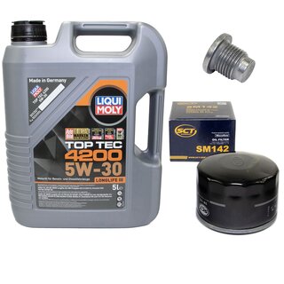 Engine Oil Set 5W-30 5 liters + Oilfilter SCT SM 142 + Oildrainplug 48880