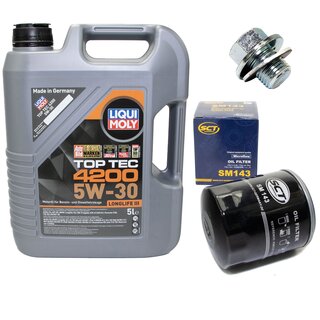 Engine Oil Set 5W-30 5 liters + Oilfilter SCT SM 143 + Oildrainplug 30264