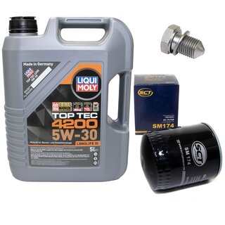 Engine Oil Set 5W-30 5 liters + Oilfilter SCT SM 174 + Oildrainplug 48871