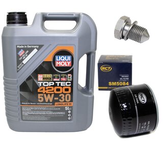 Engine Oil Set 5W-30 5 liters + Oilfilter SCT SM 5084 + Oildrainplug 48871