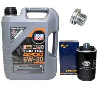 Engine Oil Set 5W-30 5 liters + Oilfilter SCT SM 5086 + Oildrainplug 100497