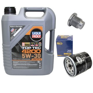 Engine Oil Set 5W-30 5 liters + Oilfilter SCT SM 832 + Oildrainplug 48880