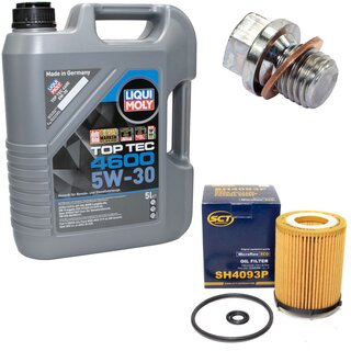 Engine Oil Set 5W-30 5 liters + Oilfilter SCT SH 4093 P + Oildrainplug 12341