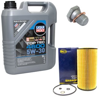 Engine Oil Set 5W-30 5 liters + Oilfilter SCT SH 440 P + Oildrainplug 100551