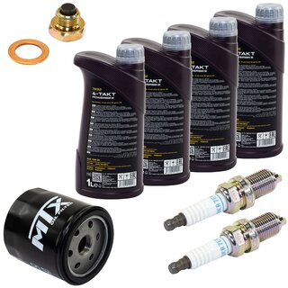 Maintenance package oil 4 liters + oil filter + oil drain plug + spark plugs