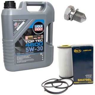 Engine Oil Set 5W-30 5 liters + Oilfilter SCT SH 4796 L + Oildrainplug 48871