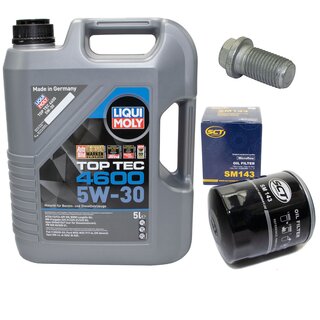 Engine Oil Set 5W-30 5 liters + Oilfilter SCT SM 143 + Oildrainplug 08277