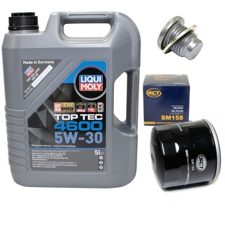 Engine Oil Set 5W-30 5 liters + Oilfilter SCT SM 158 + Oildrainplug 101250
