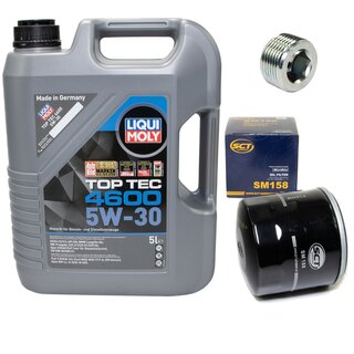 Engine Oil Set 5W-30 5 liters + Oilfilter SCT SM 158 + Oildrainplug 38179