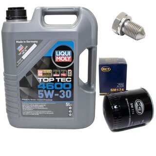 Engine Oil Set 5W-30 5 liters + Oilfilter SCT SM 174 + Oildrainplug 15374