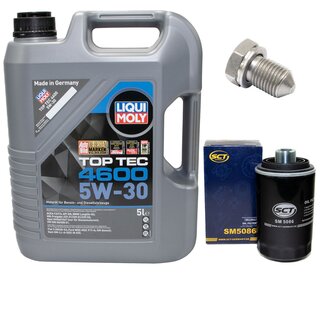 Engine Oil Set 5W-30 5 liters + Oilfilter SCT SM 5086 + Oildrainplug 15374