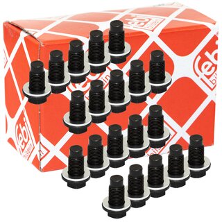 Oil drain plug FEBI 172445 M12 x 1,25 mm  with sealing ring set 20 pieces