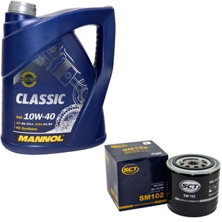 Motor oil set of Engineoil Engine oil MANNOL Classic 10W-40 API SN/CH-4 5 liters + oil filter SM 102
