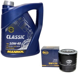 Motor oil set of Engineoil Engine oil MANNOL Classic 10W-40 API SN/CH-4 5 liters + oil filter SM 125