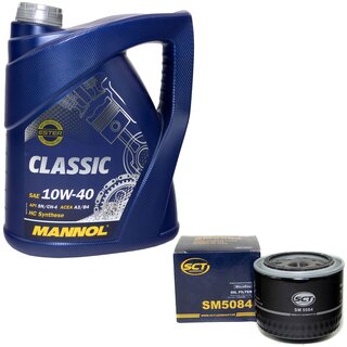 Motor oil set of Engineoil Engine oil MANNOL Classic 10W-40 API SN/CH-4 5 liters + oil filter SM 5084