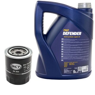Motor oil set of Engineoil Engine oil semisynthetic MANNOL Defender 10W-40 API SN 5 liters + oil filter SK 804