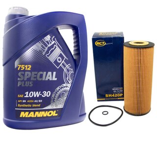 Motor oil set of Engineoil Engine oil MANNOL 10W-30 Special Plus API SN 5 liters + oil filter SH 420 P