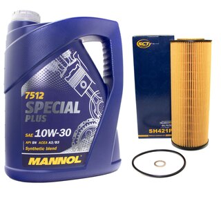 Motor oil set of Engineoil Engine oil MANNOL 10W-30 Special Plus API SN 5 liters + oil filter SH 421 P