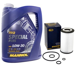 Motor oil set of Engineoil Engine oil MANNOL 10W-30 Special Plus API SN 5 liters + oil filter SH 425 P