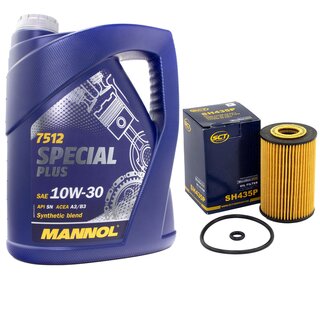 Motor oil set of Engineoil Engine oil MANNOL 10W-30 Special Plus API SN 5 liters + oil filter SH 435 P