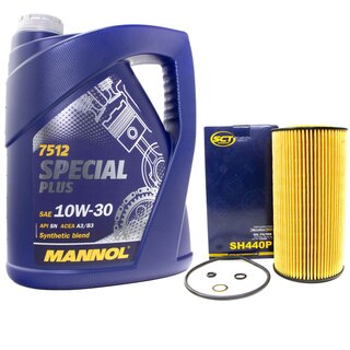 Motor oil set of Engineoil Engine oil MANNOL 10W-30 Special Plus API SN 5 liters + oil filter SH 440 P