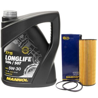 Motor oil set of Engineoil Engine oil MANNOL 5W-30 Longlife API SN 5 liters + oil filter SH 4036 P
