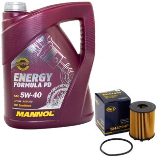 Motor oil set of Engineoil Engine oil MANNOL Energy Formula PD 5W-40 API SN 5 liters + oil filter SH 4794 P