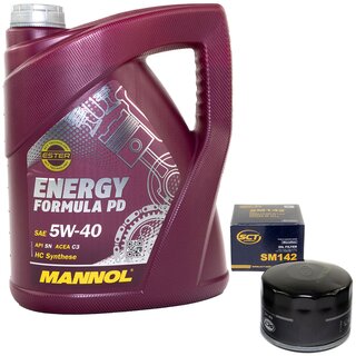 Motor oil set of Engineoil Engine oil MANNOL Energy Formula PD 5W-40 API SN 5 liters + oil filter SM 142