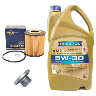 Motorl Set 5W-30 5 Liter + lfilter SH 4789 P + lablassschraube 48876