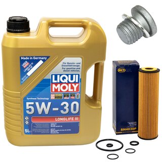 Engine Oil Set 5W-30 5 liters + Oilfilter SCT SH 4030 P + Oildrainplug 46398