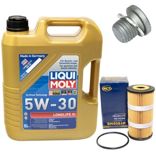 Engine Oil Set 5W-30 5 liters + Oilfilter SCT SH 4081 P + Oildrainplug 46398