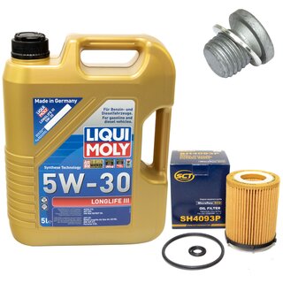 Engine Oil Set 5W-30 5 liters + Oilfilter SCT SH 4093 P + Oildrainplug 46398